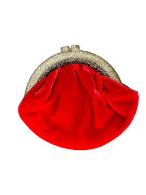 Vintage Red Velvet Coin Purse Lucite Kiss Lock Closure, Budd Leather Creations